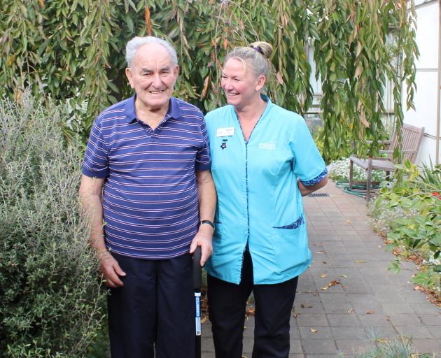 Carer Rachel Cox, of Alexandra, with Ranui Home and Hospital resident Gerry Sawers enjoy a laugh...