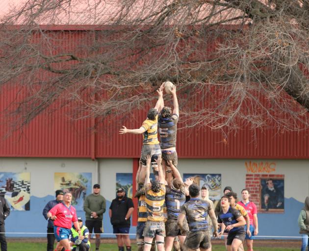 CBHS lock Jake Frost wins a lineout in the 24-22 loss to Marlborough. Photo: Andrew Haig