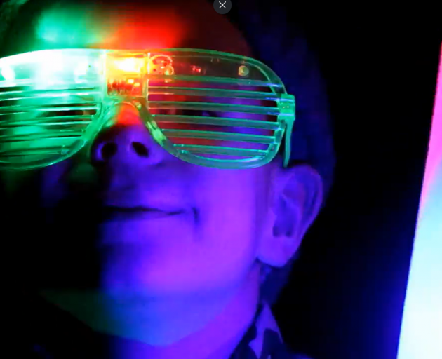 Bentley Ferguson, aged 5, of Kaiapoi, with his LED glasses, enjoying the fun at the All Together...