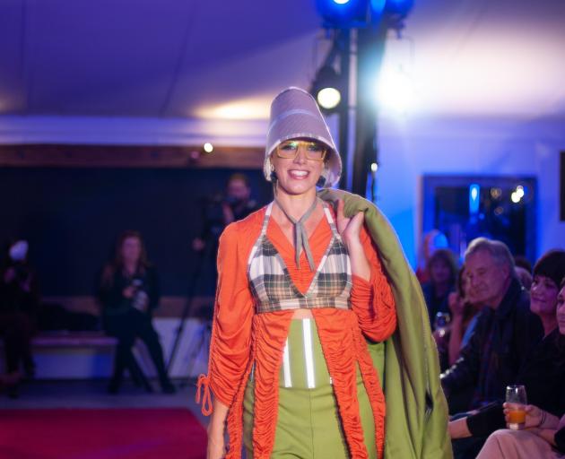 Emily Derham models Dunedin designer Simone Montgomery’s quilted streetwear creation at WoolOn...