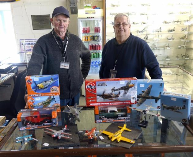 Ashburton Aviation Museum shop manager Greg Wilson (left) and museum member Dennis Swaney with a...