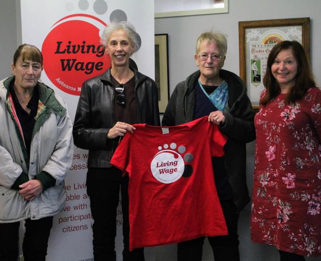 Invercargill women Barbara Ashbrook, Shona Connor, Pam Ashbrook and E tū organiser Jinnette...