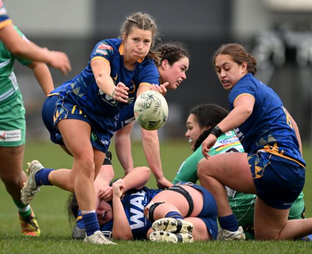 Georgia Cormick of the Otago Spirit passes during her side’s Farah Palmer Cup match against...