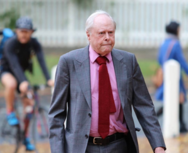 Sir James Wallace enters the High Court at Auckland. Photo: NZ Herald