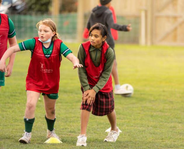 Jaxton, Khloe and Tara-Louise go to one of the seven schools involved. Photo: Tamai Sports