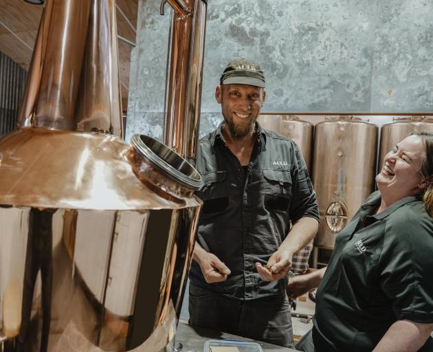 Scotts Gap sheep and cropping farmers Rob and Toni Auld in the distillery on their Southland farm...
