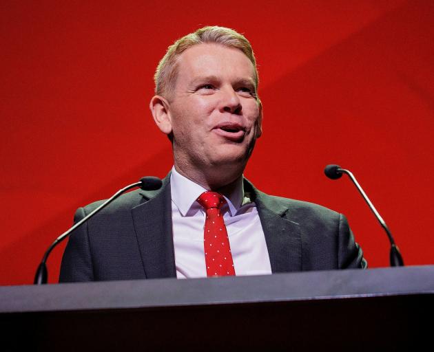 Labour Party leader Chris Hipkins speaks at his party’s election campaign launch event in...