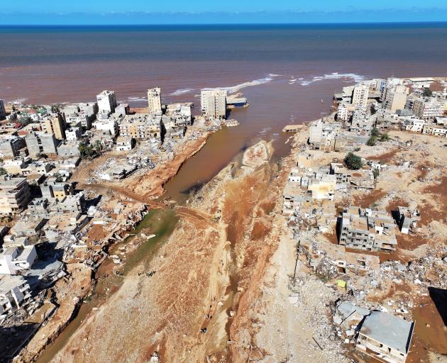 A view shows the damaged areas, in the aftermath of the floods in Derna, Libya. Photo: Marwan...