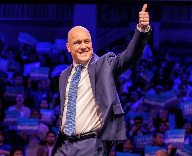 Christopher Luxon at the National party election campaign launch. PHOTO: REUTERS