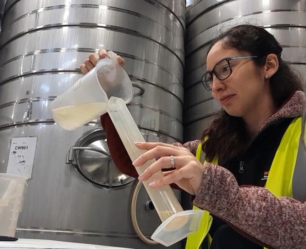Winemaker Eliana Leal demonstrates how to blend wines during Thursday’s Central Otago Young...