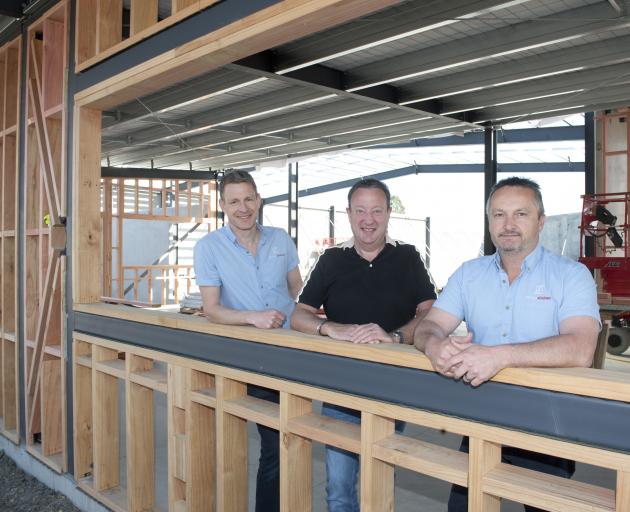 Mark Baker, John Hancock and Steve Barrow at Design Windows Dunedin's new factory at Odlins Pl....