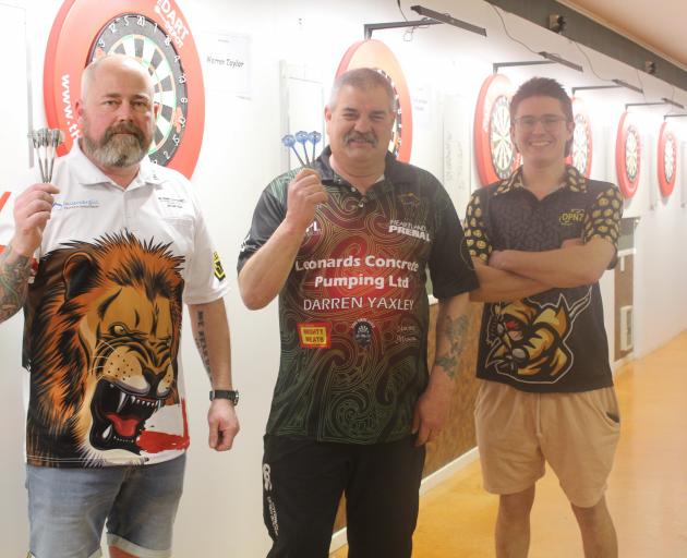 Southland Darts Association members (from left) Darren ‘Governor’ Dummigan, Warren Parry and...