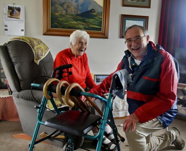 Meals on Wheels driver Lindsay Sowman drops off a meal to 92-year-old Mrs Wyatt who enjoys...