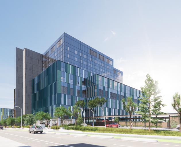 A view of the main inpatient hospital building from Cumberland Street. 
