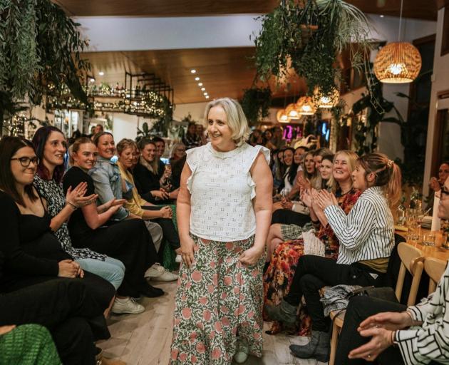 Mary-Jane Hyde walks the catwalk during a fashion show at Del Mar in Oamaru earlier this year....
