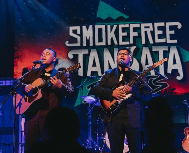 Tane and Aka Pakeha-Heke at the Smokefree Tangata Beats national final. Photo: Supplied