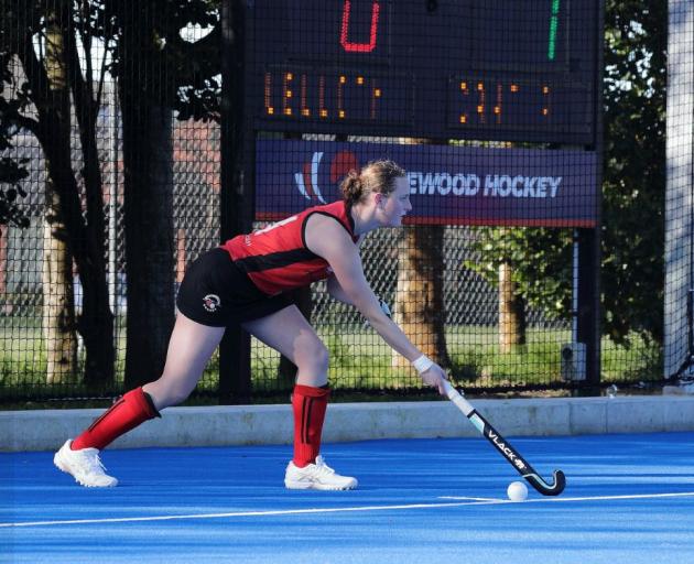 Canterbury Cats player Issy Story looks toward goal against Wellington. Photo: Geoff Soper...