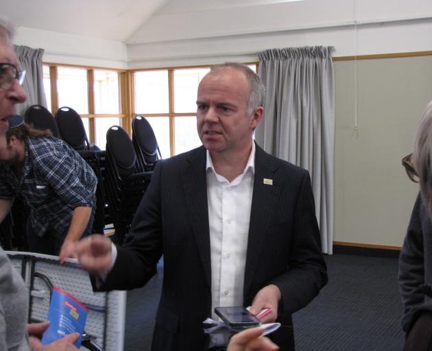 Act Party candidate for Southland, Todd Stephenson, discusses election prospects with those who...