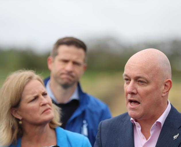 Louise Upston and Christopher Luxon at the policy announcement this morning. Photo: NZ Herald