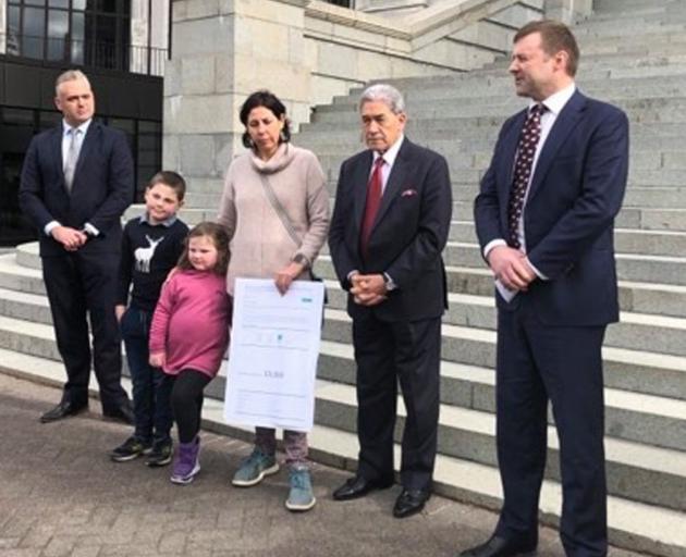 New Zealand First MPs Fletcher Tabuteau (left), Winston Peters and Mark Patterson were on hand...
