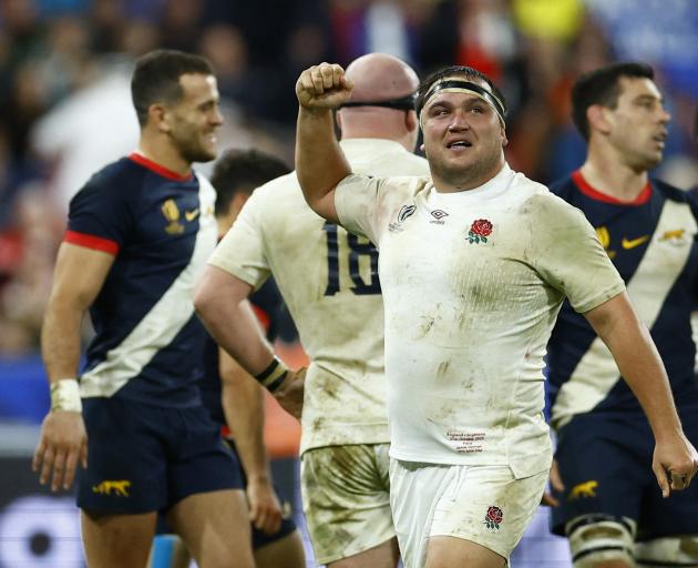 England's Jamie George celebrates. Photo: Reuters
