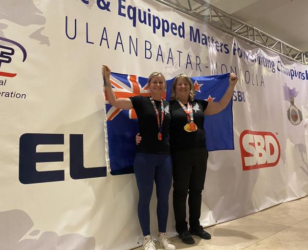 Dunedin powerlifters Megan Jeffery (left) and Tracy Chipping won gold at the Women’s World ...