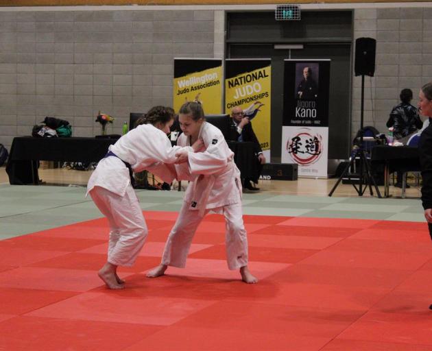 Zara Fitzpatrick, at right, competing at the Judo Nationals.