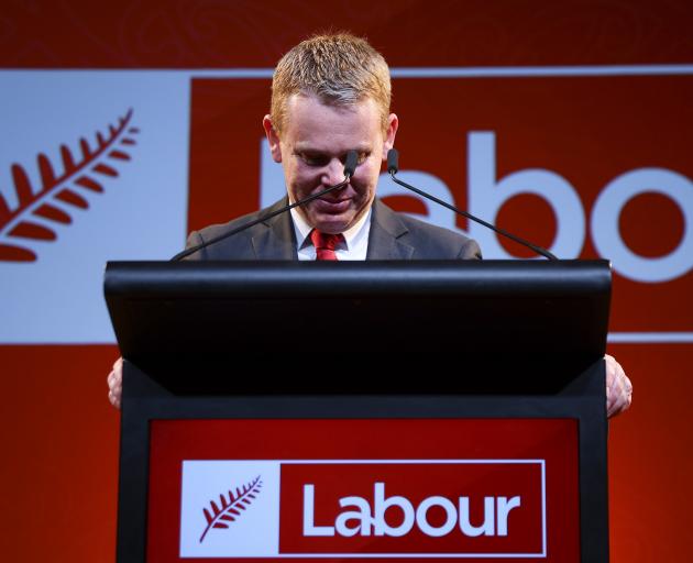 Labour leader Chris Hipkins on election night conceding his party's defeat. PHOTO GETTY IMAGES