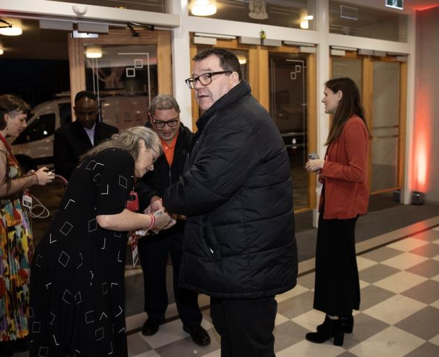 Grant Robertson and Ginny Andersen arrive at the Labour Party HQ. Photo: NZ Herald