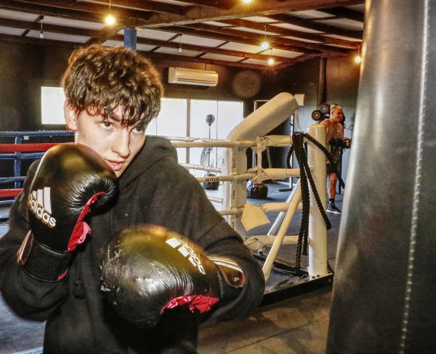Rangiora Boxing Club’s Savanah Haehae, 16, prepares for her bout on Saturday at the Southbrook...
