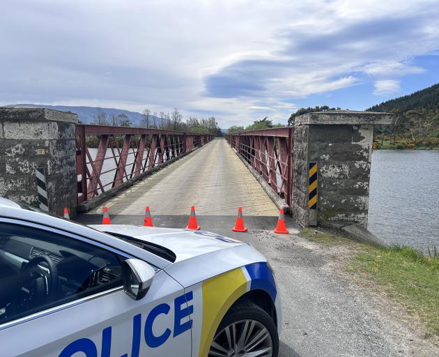 A police car near the scene of the crash. Photo: Gregor Richardson