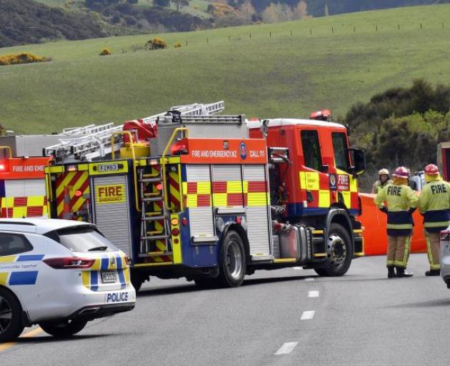 Police and Fire and Emergency New Zealand respond to a serious crash between a car and a...