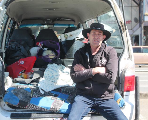 Invercargill man Fred McKay sits in a van he is lending to a man who was sleeping in a toilet in...