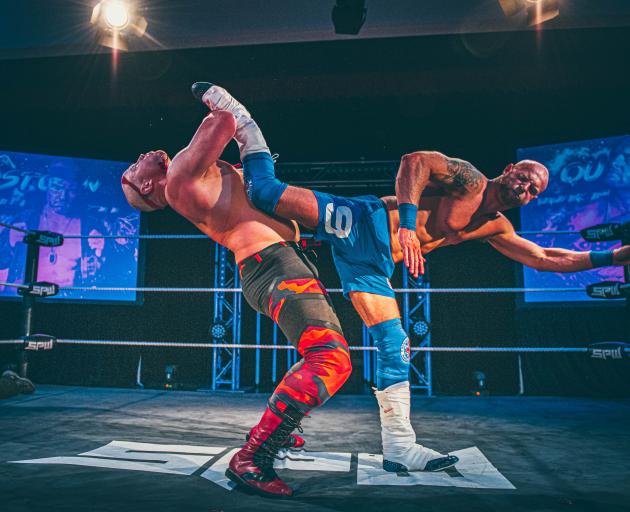 ‘Hooligan Marcus Kool’ performs a superkick against Australian Jack Bonza. PHOTO: FILE