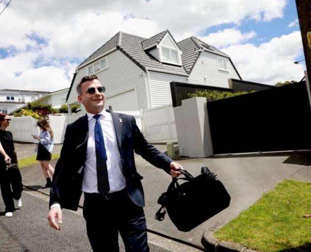 David Seymour after a meeting at Christopher Luxon's house. Photo: RNZ / Marika Khabazi
