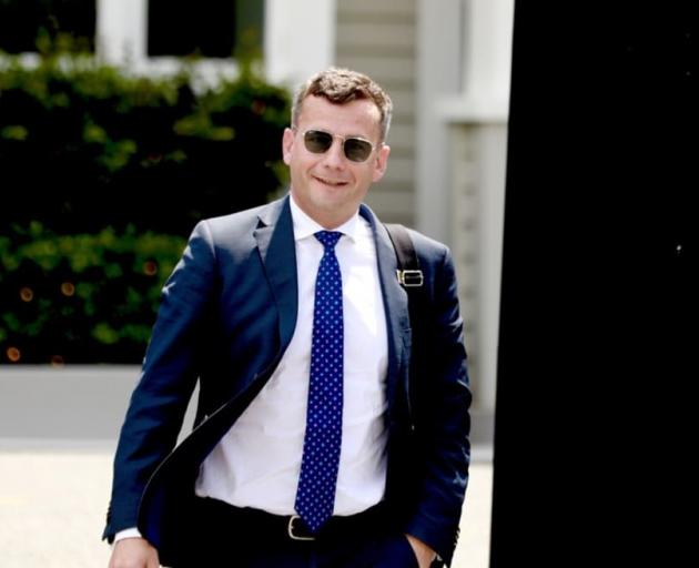 David Seymour leaving Christopher Luxon's house. Photo: RNZ / Marika Khabazi