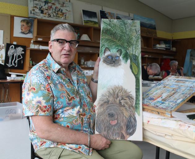SIT artist Michael Macklin has created artwork of his pet dog Juno and cat Missy. PHOTO: BEN ANDREWS