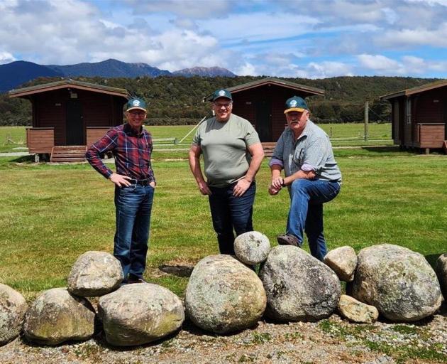 At the Borland Lodge last weekend were (from left): departing trust chairman Grant Hubber, new...