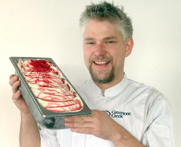 Dunedin chef Hannes Bareiter shows off his skills with a tray of mascarpone, raspberry and...