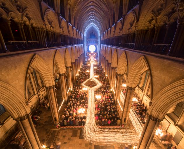 A time lapse photograph of an Advent service in Salisbury Cathedral in Salisbury, England. PHOTO:...