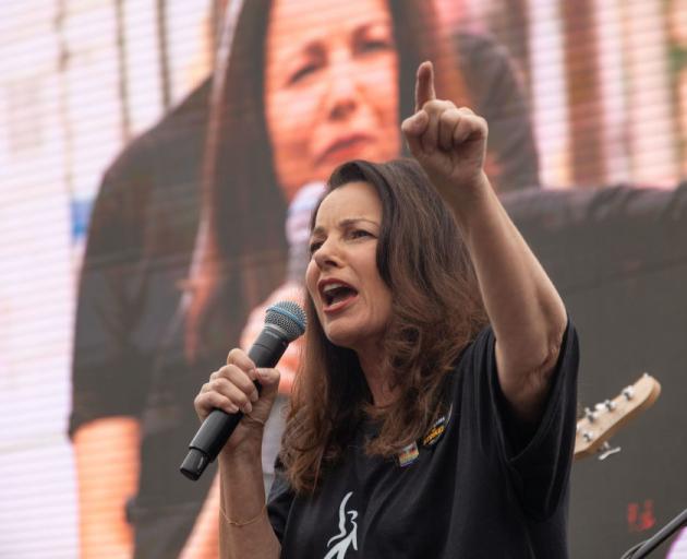 Fran Drescher speaking at a march in September. Photo: Getty Images
