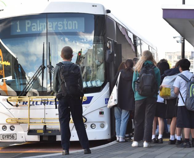 Passengers line up for the afternoon Dunedin to Palmerston Bus at the Dunedin Bus Hub. PHOTO: ODT...