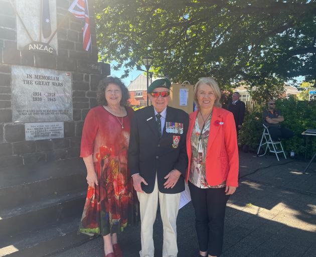 Coming together at Saturday’s Mosgiel Armistice Day memorial service are (from left) Mosgiel...