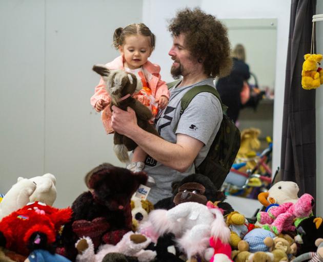 Dylan Cameron and Aria-Jayde Cameron (1) search the soft toys at the Oamaru Toyarama. PHOTO:...