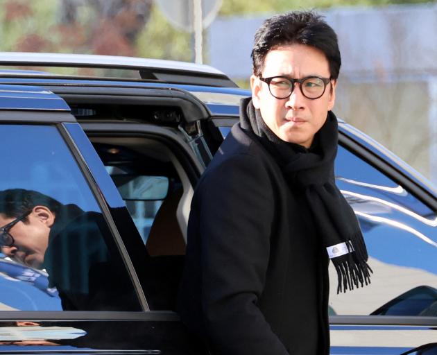 South Korean actor Lee Sun-kyun arrives at a police station for questioning regarding his alleged...