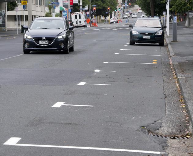 Some carparks in Albany St would be removed if a proposed cycleway proceeds. PHOTO: GERARD O’BRIEN