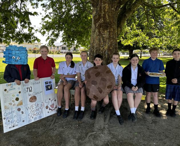 Involved in the second year of Cookies for Cancer were (from left) West Gore School pupils Jesse...
