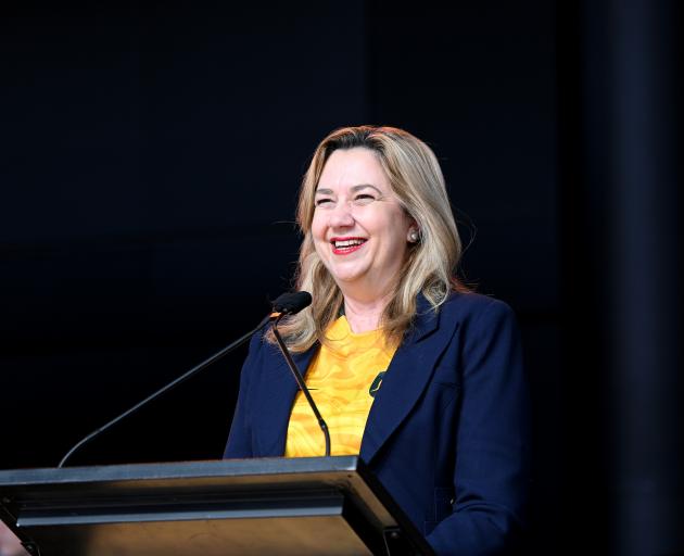 Annastacia Palaszczuk speaks during the Australian Matildas community reception following their...