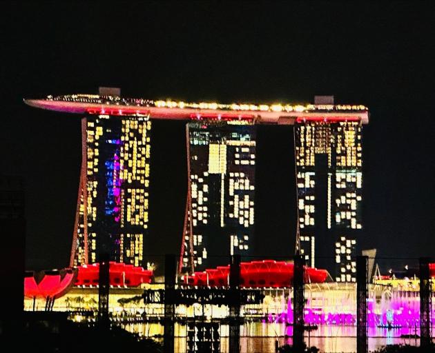 Marina Bay Sands lights up.