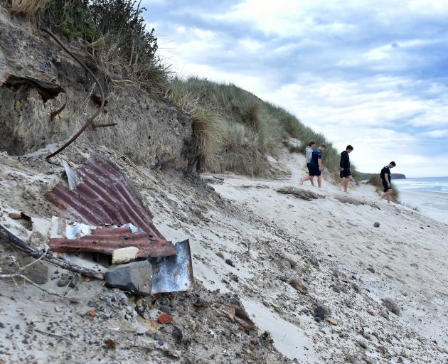 Waste appears in front of Kettle Park as the Dunedin coastline is subject to erosion. PHOTO:...